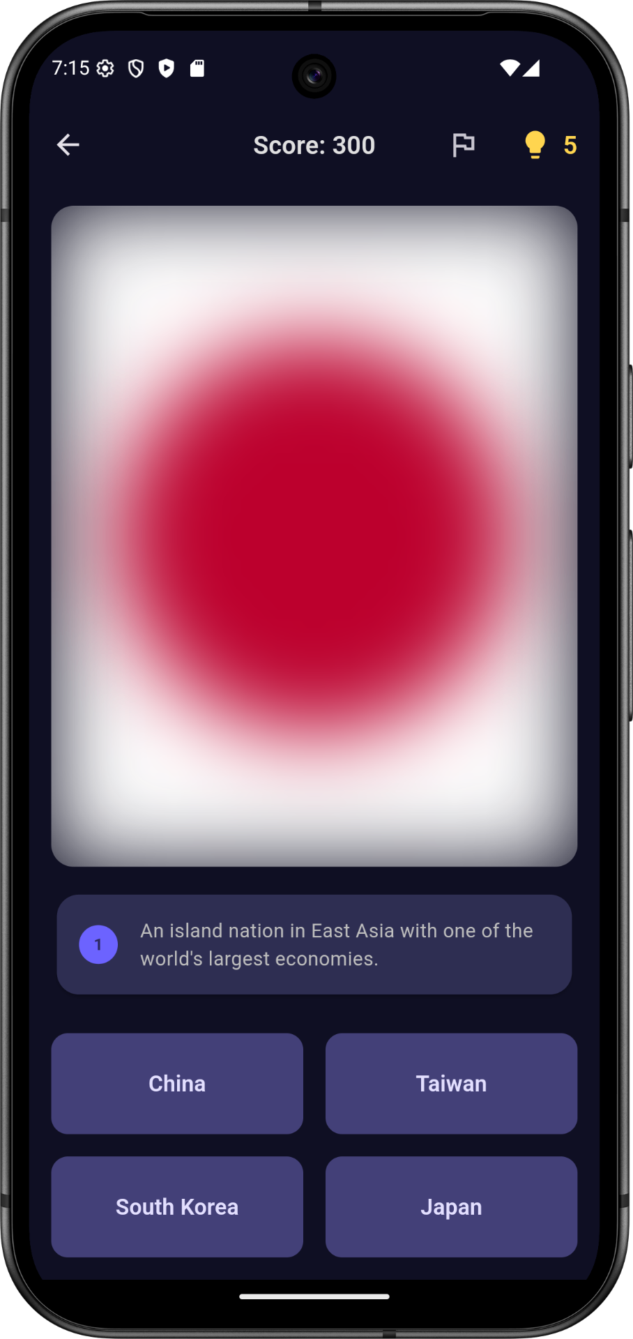 Blurred country flag guess